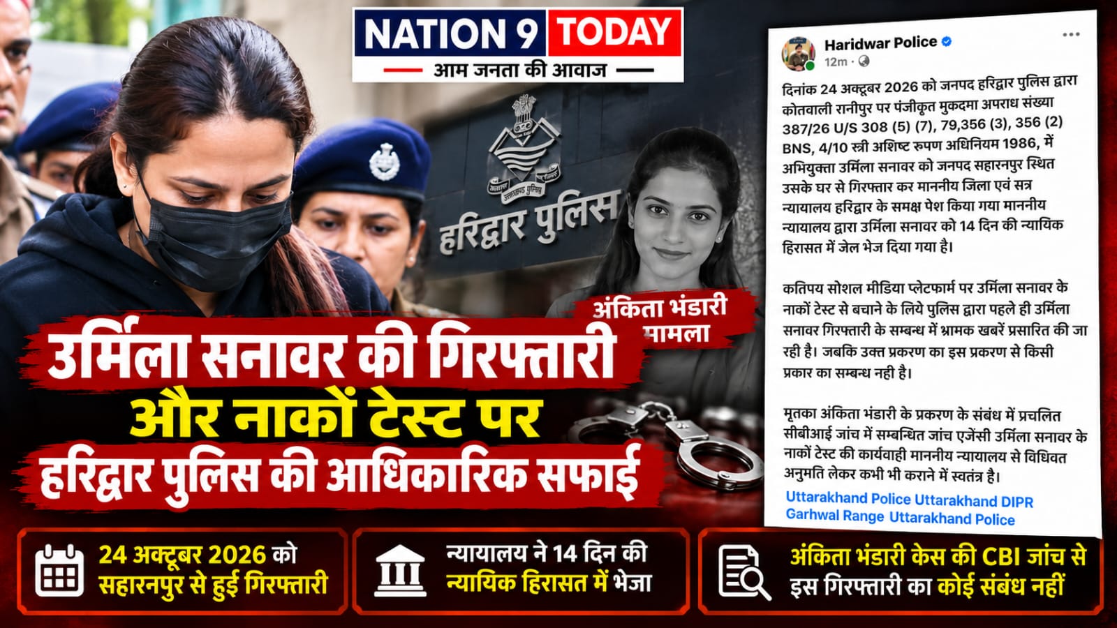 Urmila Sanawar Arrest: उर्मिला सनावर की गिरफ्तारी और नार्को टेस्ट पर हरिद्वार पुलिस की सफाई, कहा—अंकिता भंडारी केस की CBI जांच से कोई संबंध नहीं